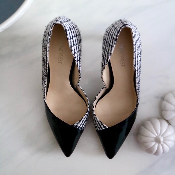 Nine West Shoes - Nine West Tweed Black and White Heels